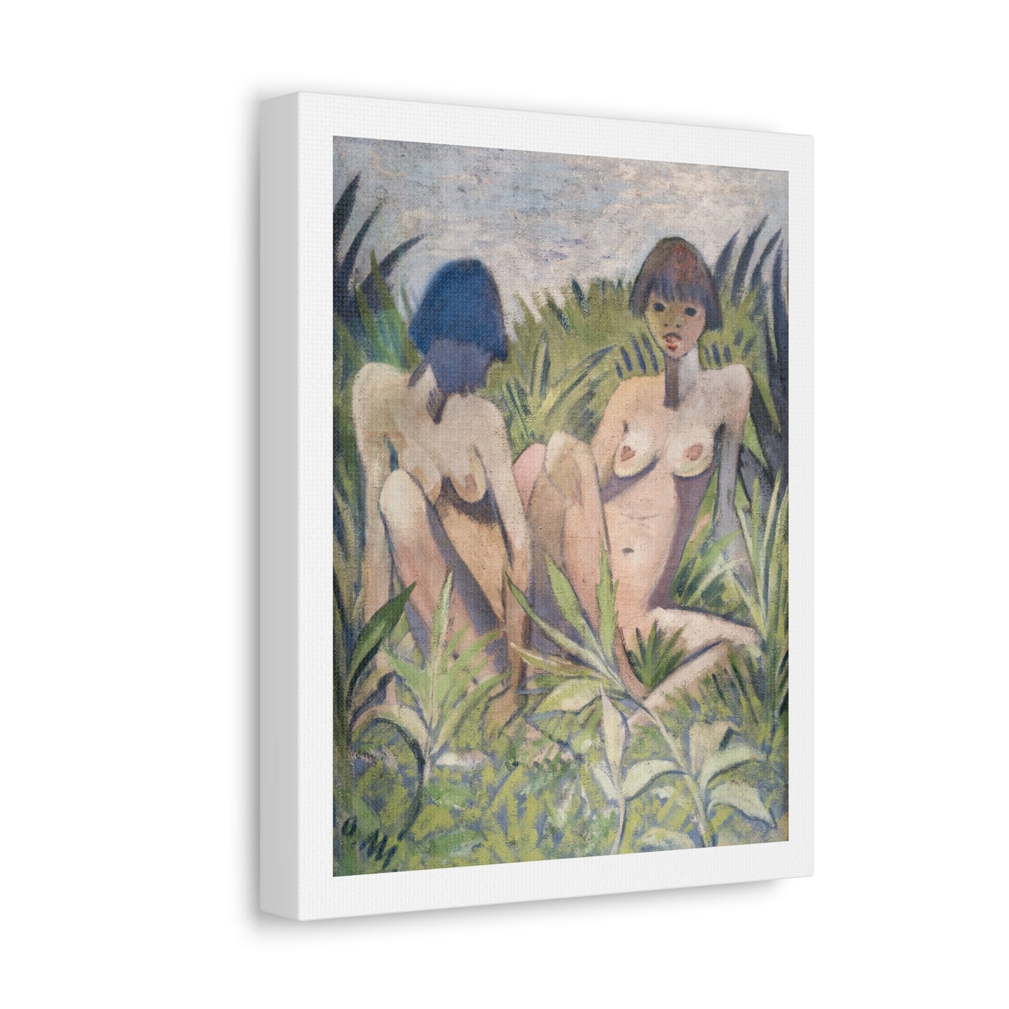 Two Girls in the Reeds, from the Original, Art Print on Canvas