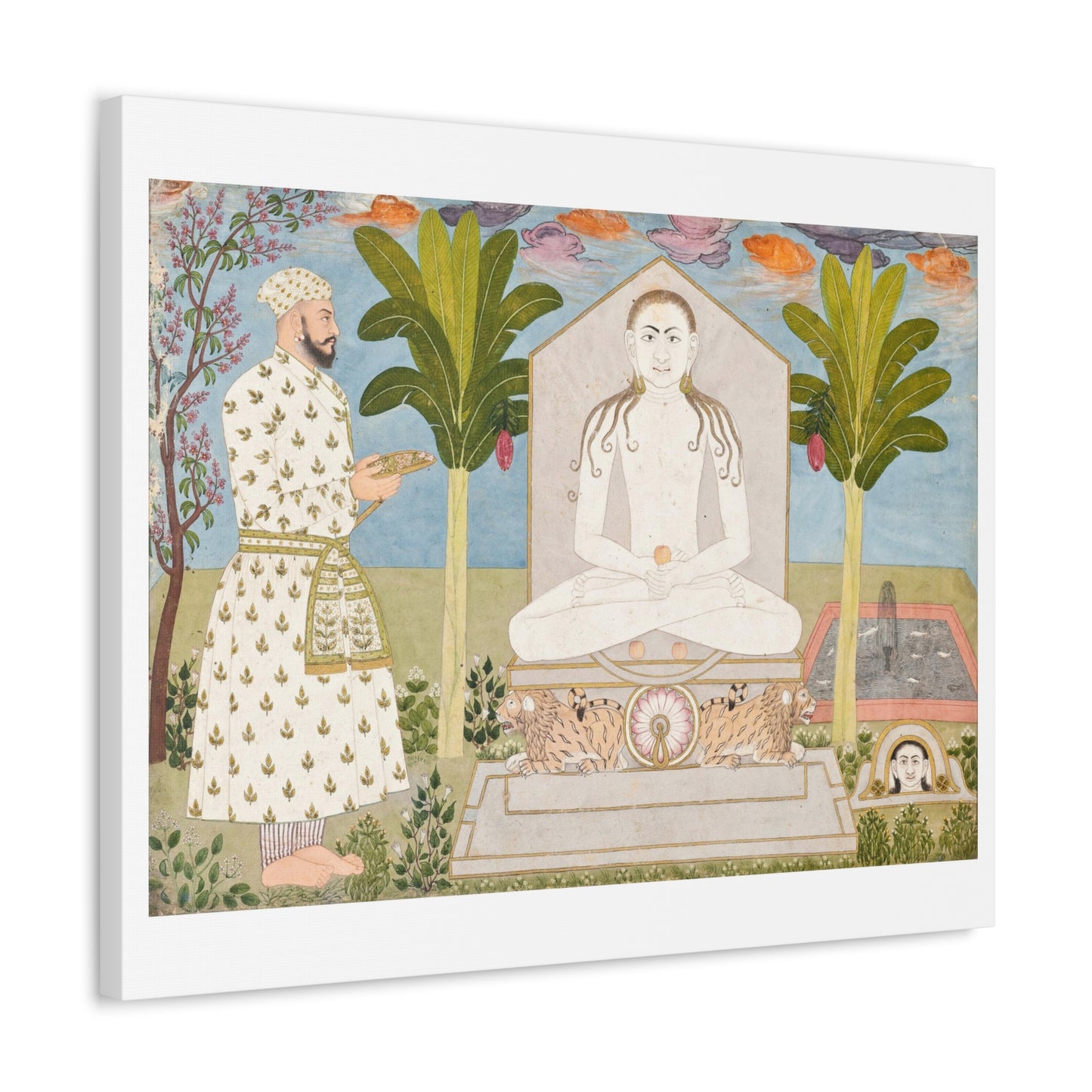 Rai Sabha Chand at a Jain Shrine (circa 1675-1700) by Ali Reza, Art Print from the Original on Canvas