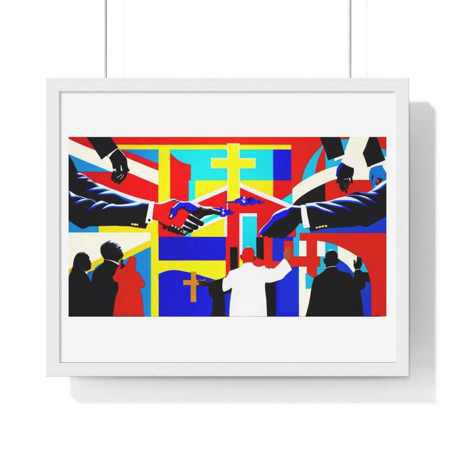 Emancipating Power: Politics and Religion Cartoon Art 'Designed by AI' Framed Art Print