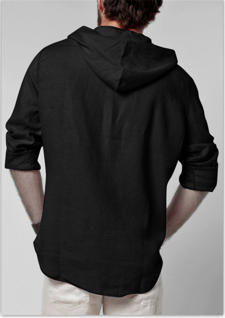 Vireous Men's Linen Hooded Sweatshirt