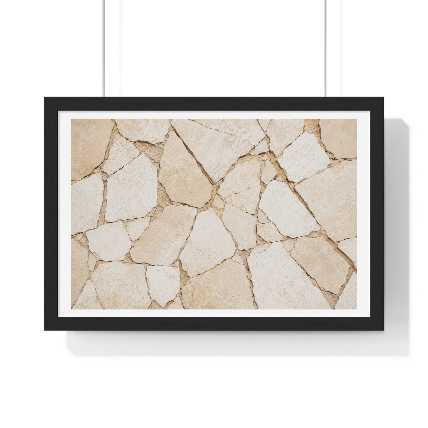 Beige Abstract Relaxing Decor Art, Large Framed Print