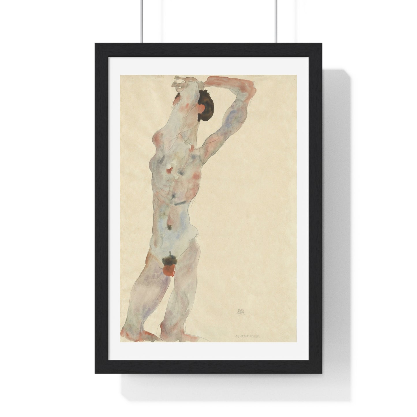 Männlicher Akt (1912) by Egon Schiele, from the Original, Framed Art Print