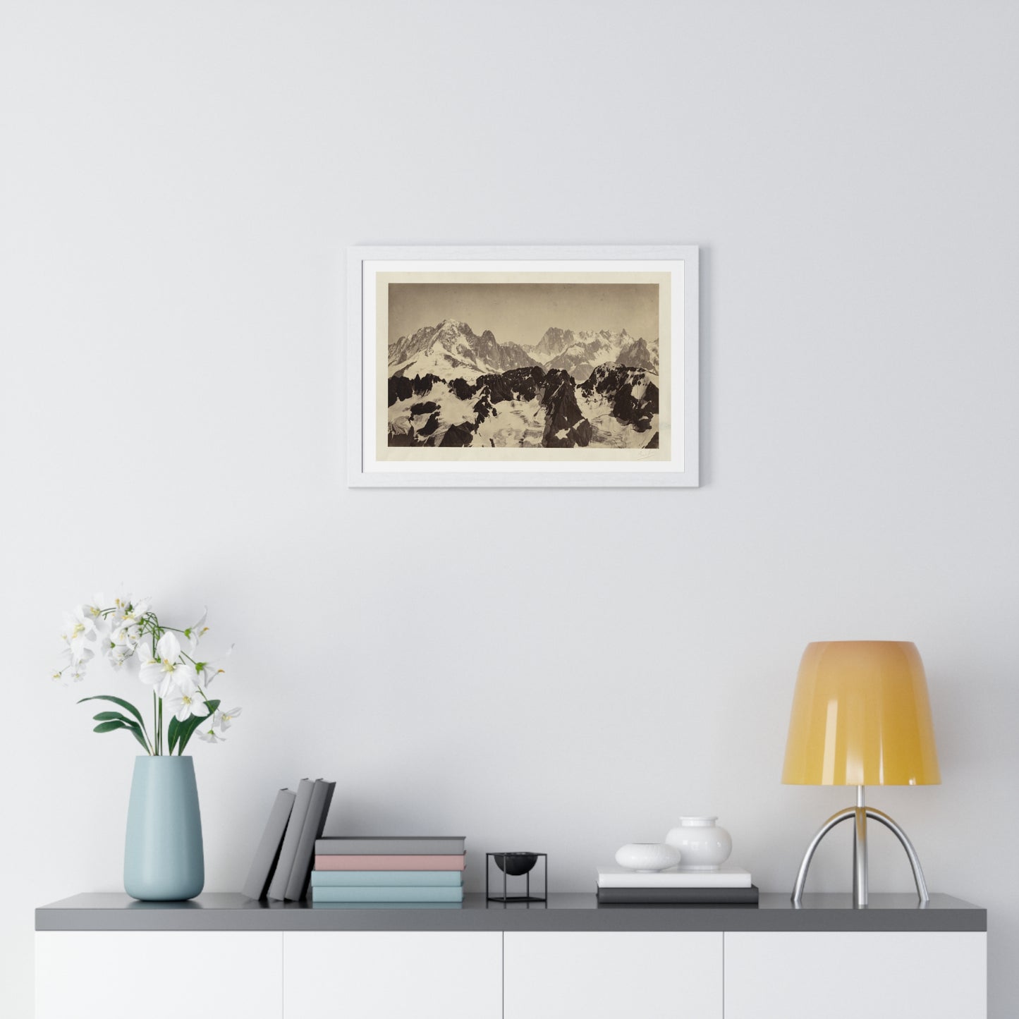 Vintage Photography, View of the Alps (1860–1861) by Bisson Frères, from the Original, Framed Print