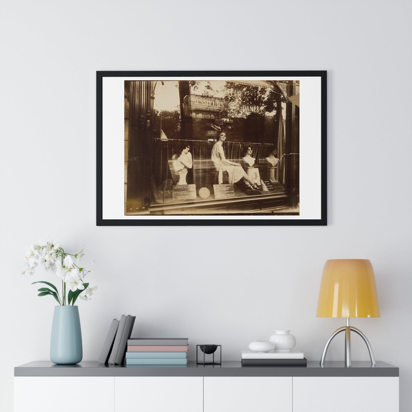 Salon de Coiffure 'Hairdresser's Shop' by Eugène Atget, from the Original, Framed Print