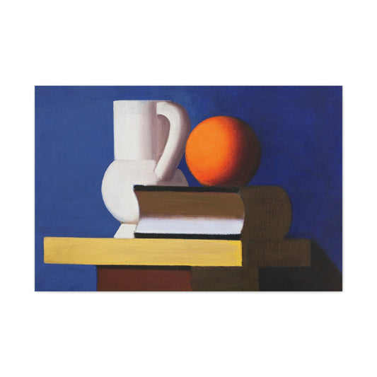 Arrangement with White Jug, Orange and Book (1932–1933) by Vilhelm Lundstrom Printed on Satin Canvas