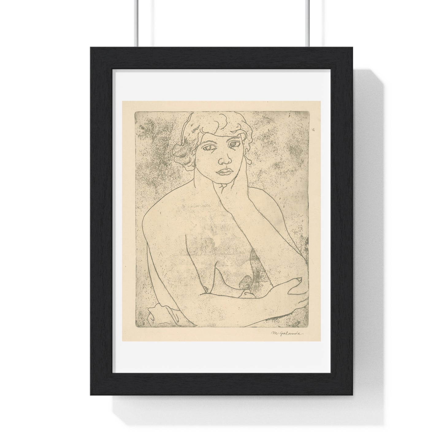 Bust of a Young Woman Female Elbow by Mikuláš Galanda, from the Original, Wooden Framed Print