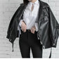 Vireous Leather Jacket, Student Women's Motorcycle Jacket