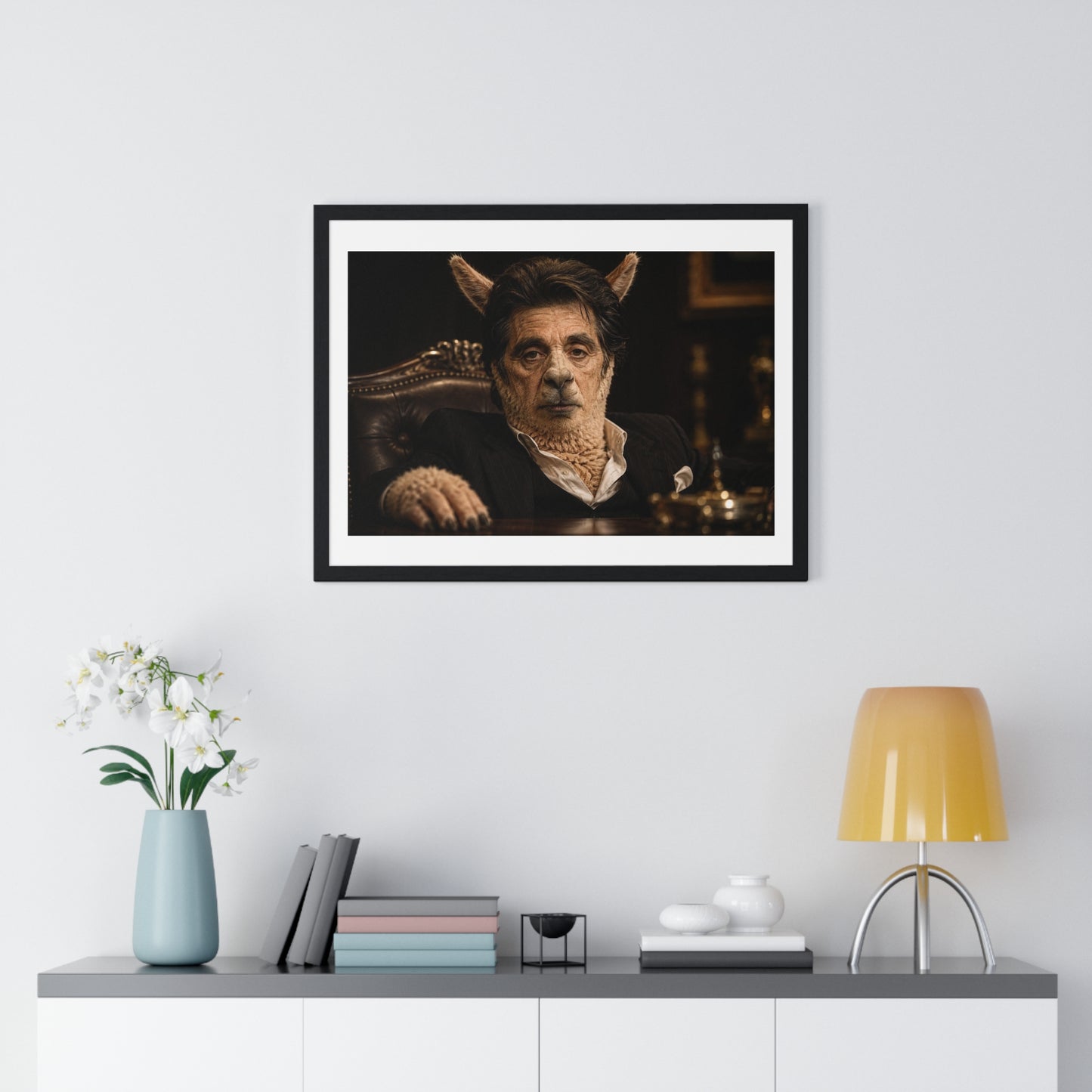 Alpaca Cino 'Designed by AI' Large Wall Art, Framed Print