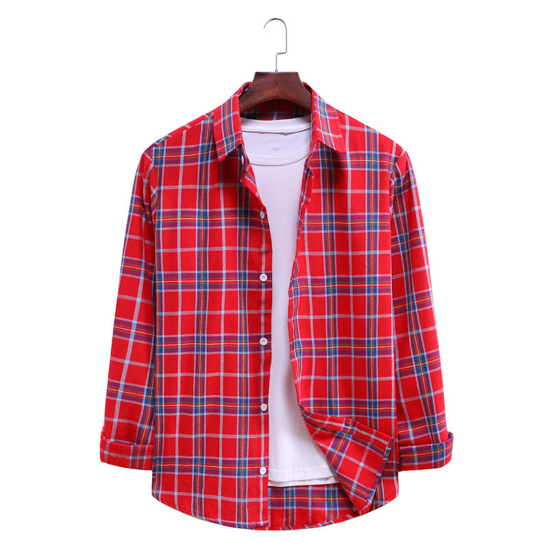 Men's Fashion Plaid Check Long-Sleeve Shirt