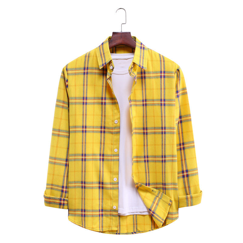 Men's Fashion Plaid Check Long-Sleeve Shirt