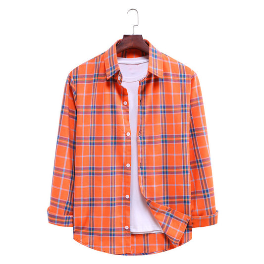 Men's Fashion Plaid Check Long-Sleeve Shirt