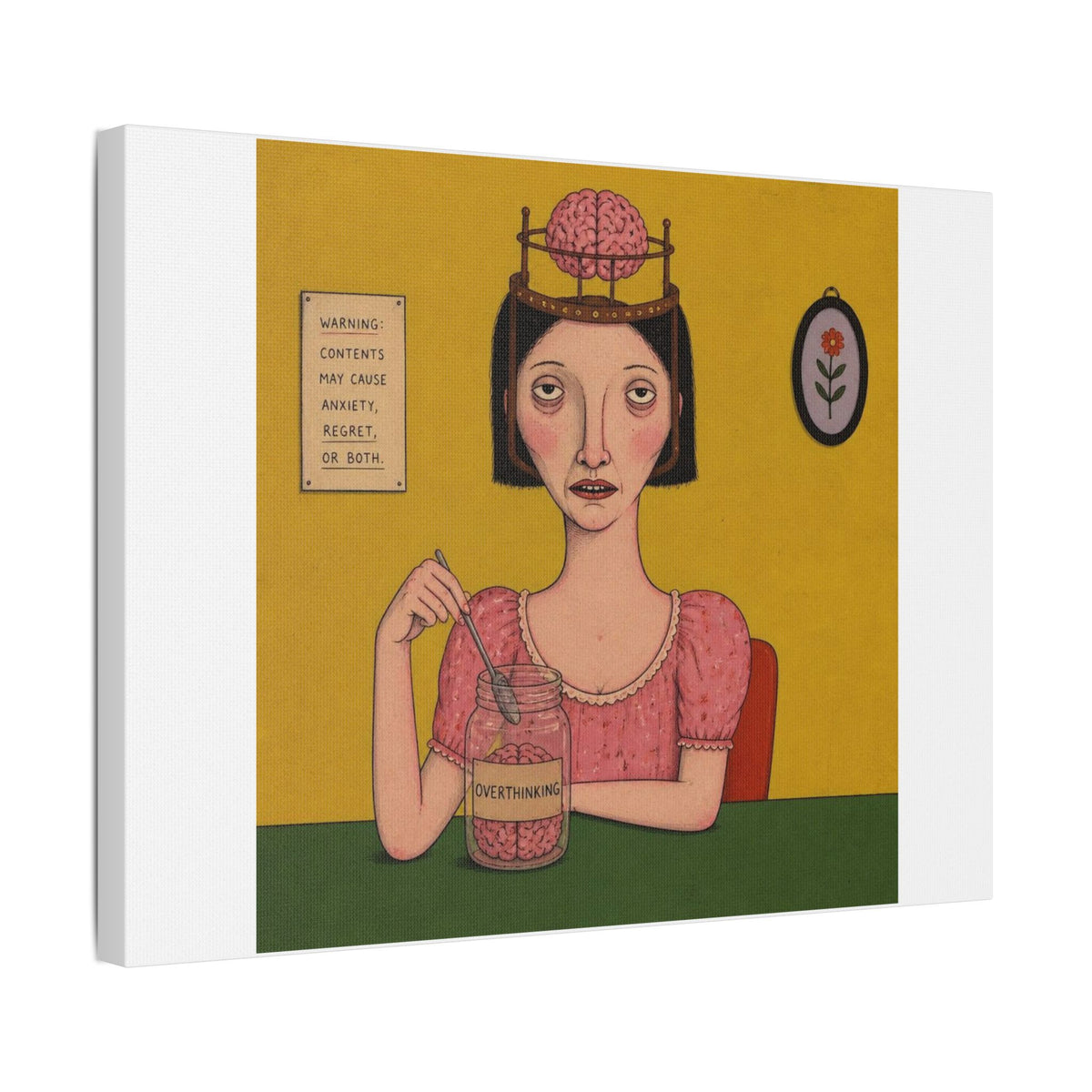 Over Thinking, Cartoon Art Print on Canvas