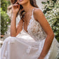 Slim Suspender Sheer Wedding Dress with Full-Length Train