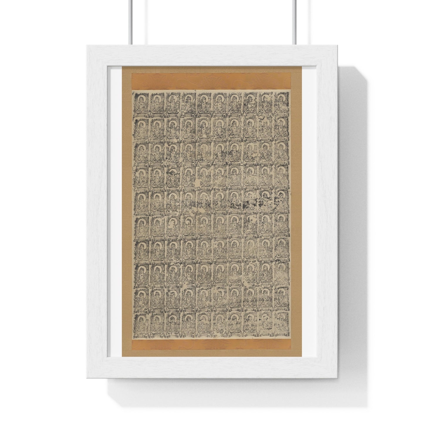 Stamped Images of the Wisdom King Fudō (Acala), Antique Japanese Scroll, from the Original, Framed Art Print