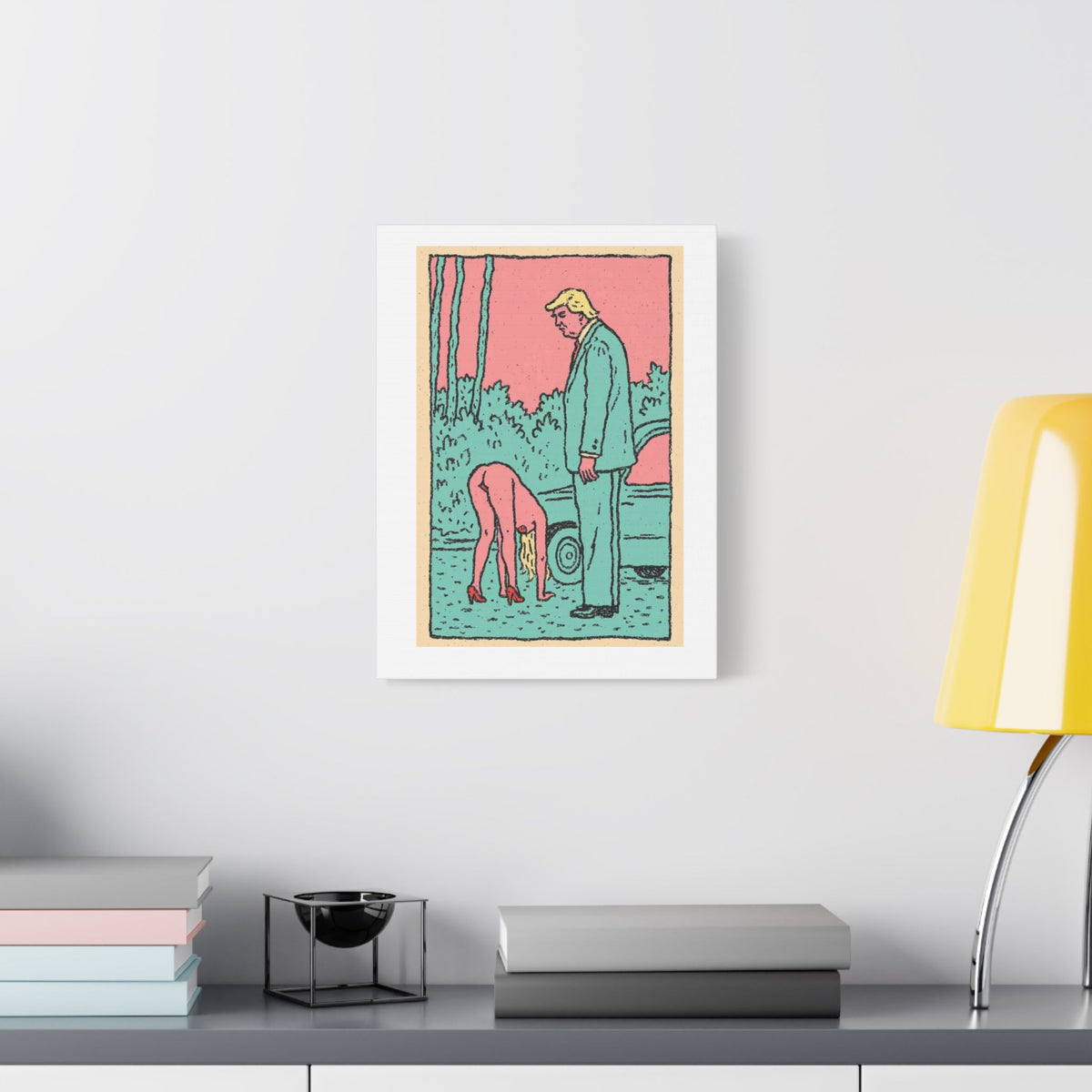 Donald Trump, Cartoon Pop Art Print on Satin Canvas, Stretched
