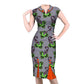 African-Style Peacock Print V-Neck Midi Dress