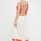 Bohemian Embroidered Floral-Fringe Sleeveless Vest Dress