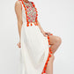 Bohemian Embroidered Floral-Fringe Sleeveless Vest Dress