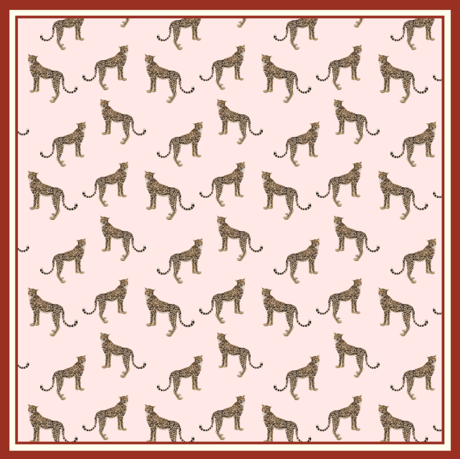 Leopard Chic Silk Scarf, Unisex 65cm Hand-Rolled Bandana Scarf