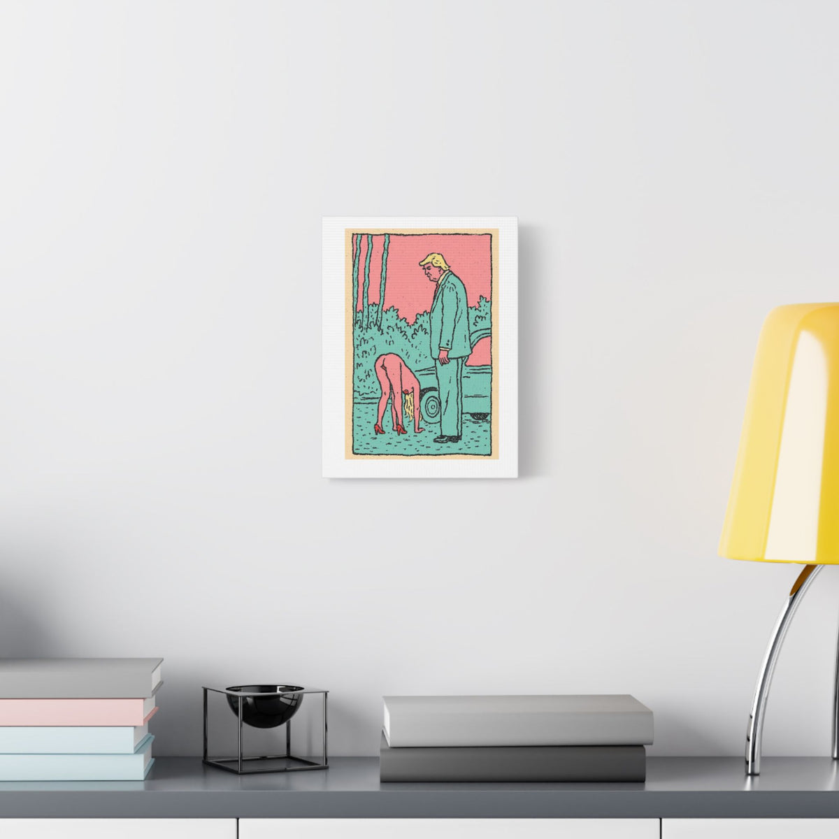 Donald Trump, Cartoon Pop Art Print on Satin Canvas, Stretched