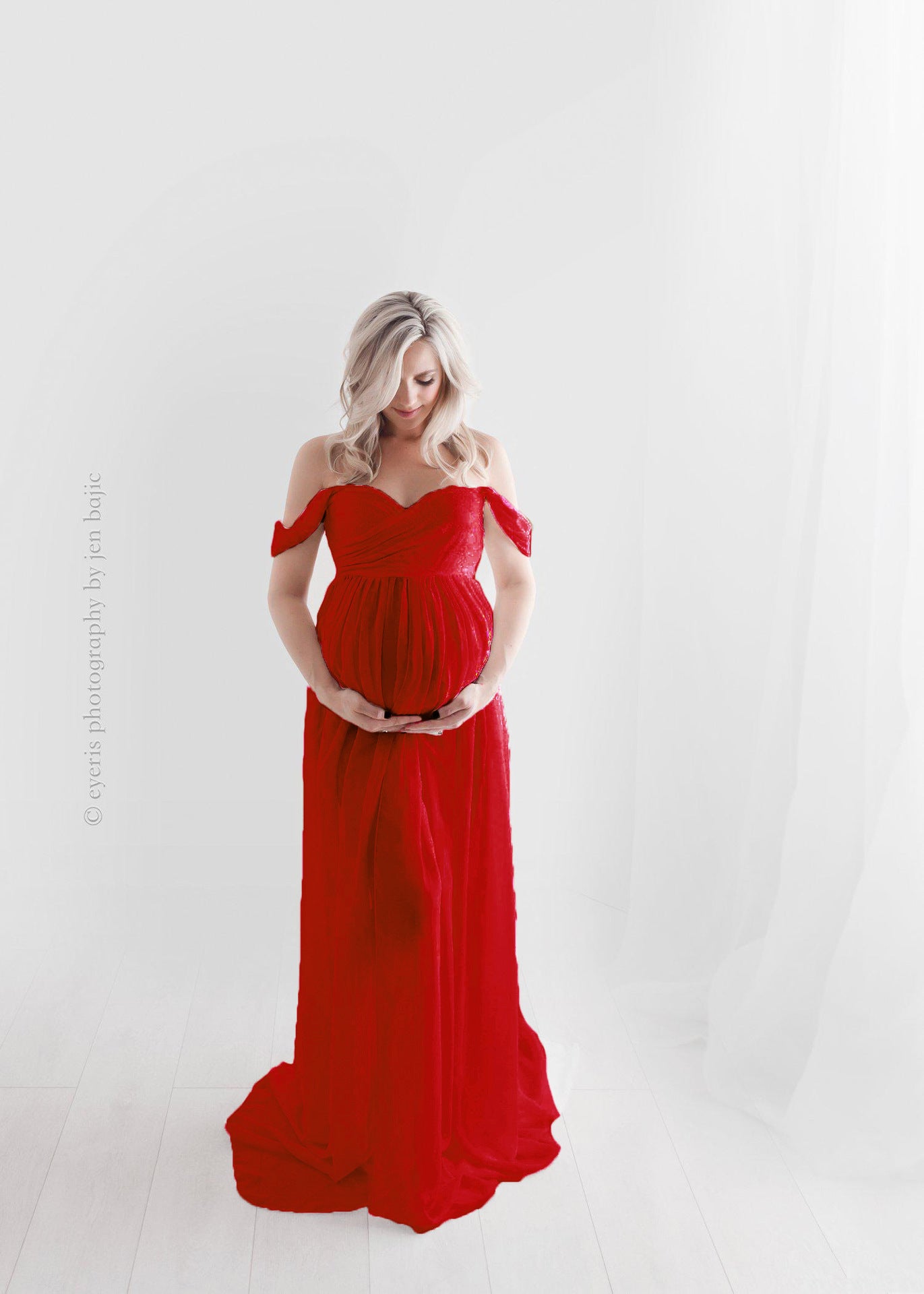 Vireous Women's Long Chiffon Maternity Gown