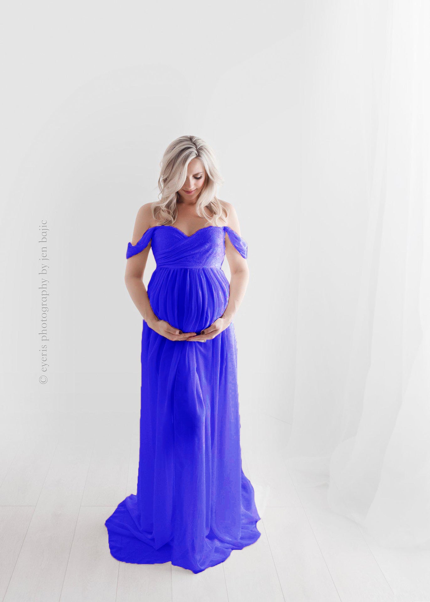 Vireous Women's Long Chiffon Maternity Gown
