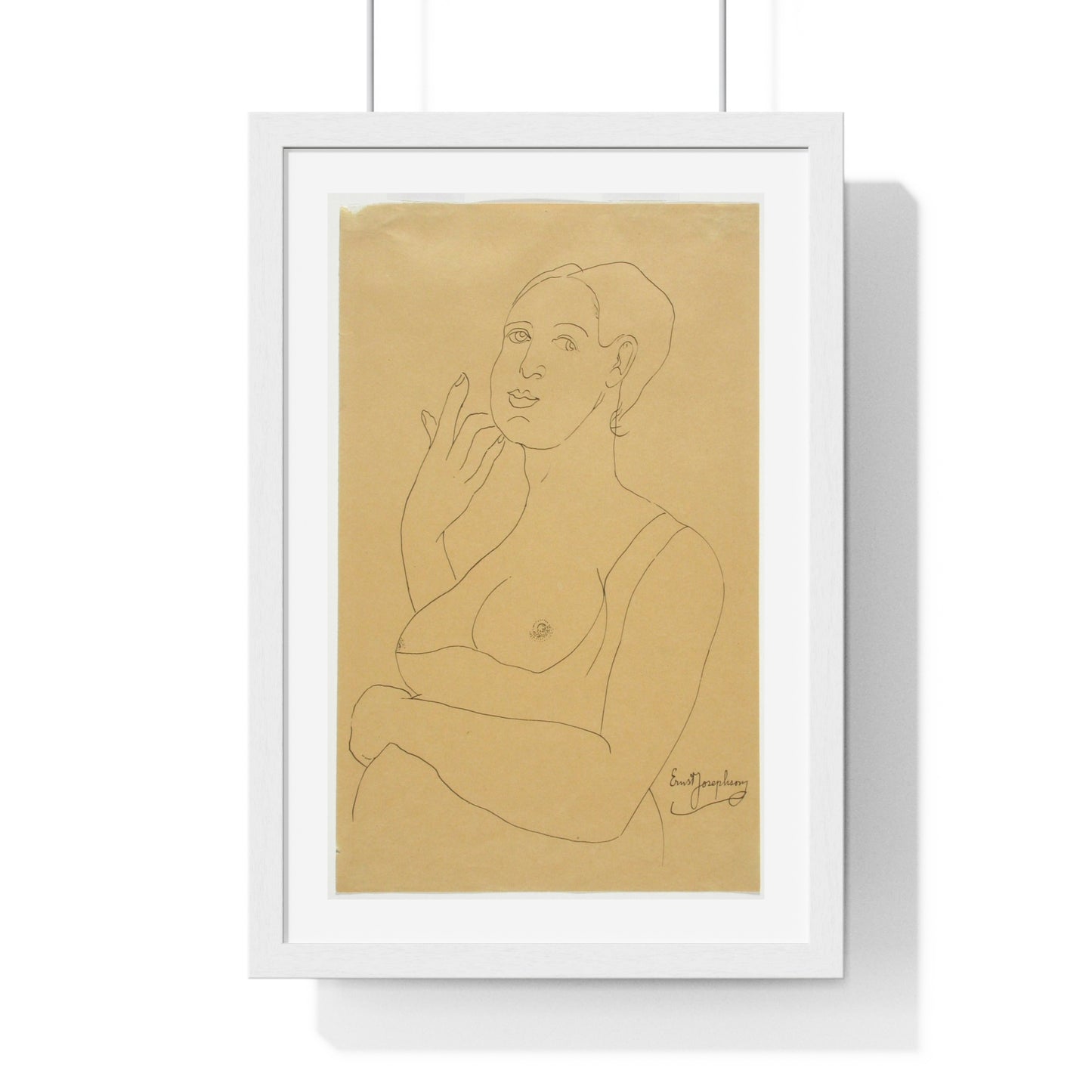 Half-Length Figure of a Woman by Ernst Josephson, from the Original, Framed Art Print