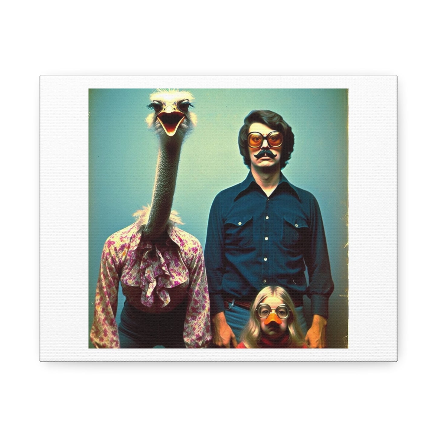 A Not So Random 1970s Family Portrait 'Designed by AI' Art Print on Canvas