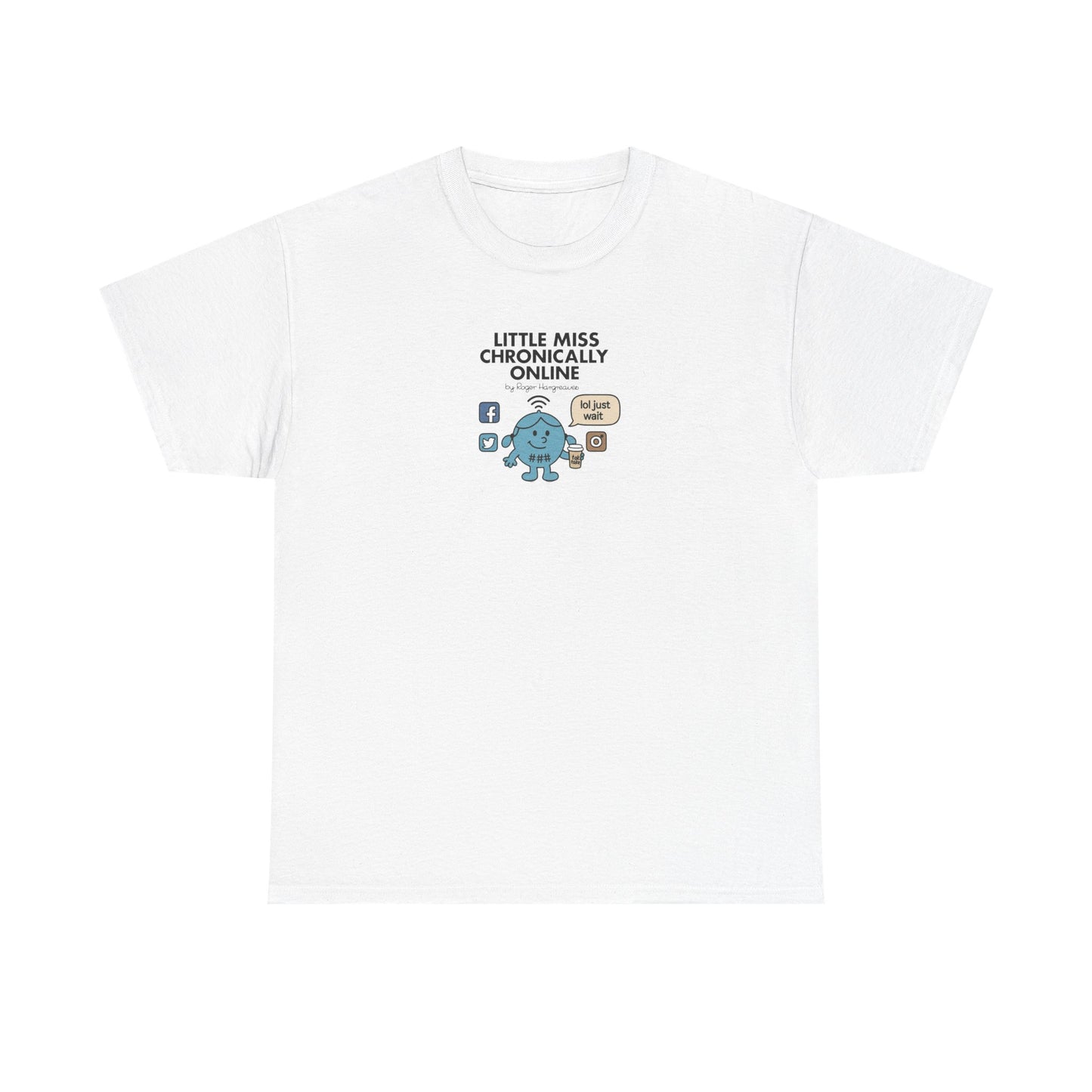 Little Miss Chronically Online, Funny Mr Men Cartoon Art T-Shirt