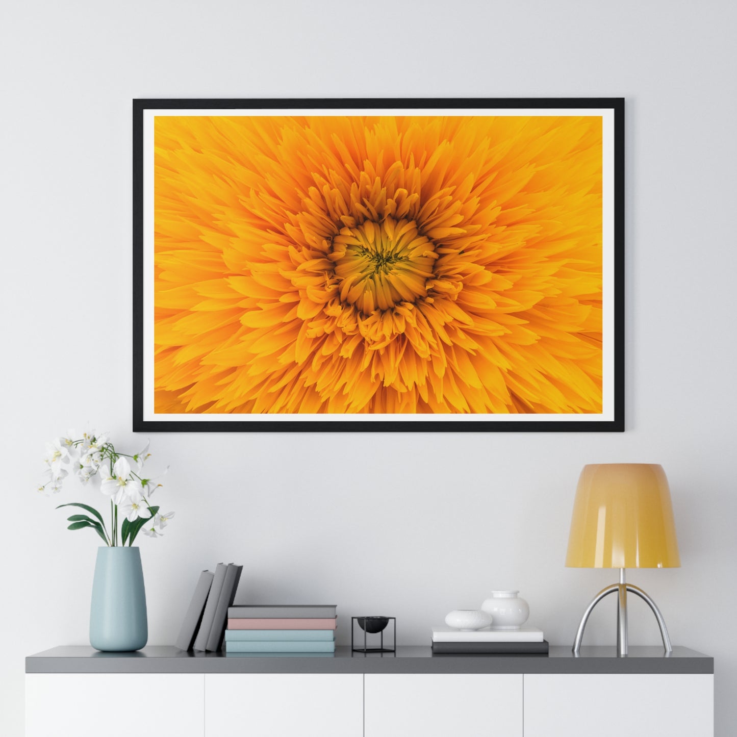 Vibrant Yellow Flower Relaxing Large Wall Art, Framed Print
