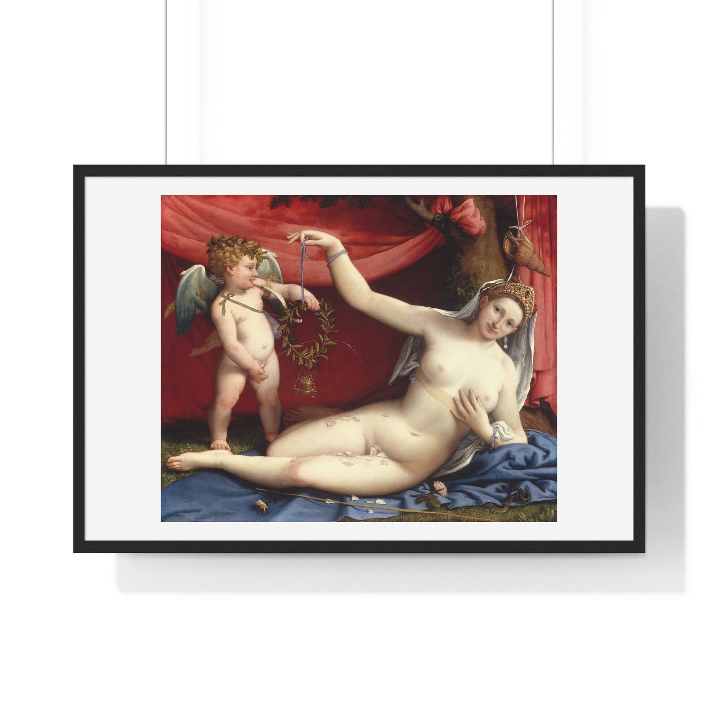 Venus and Cupid (1520s) by Lorenzo Lotto, from the Original, Framed Art Print