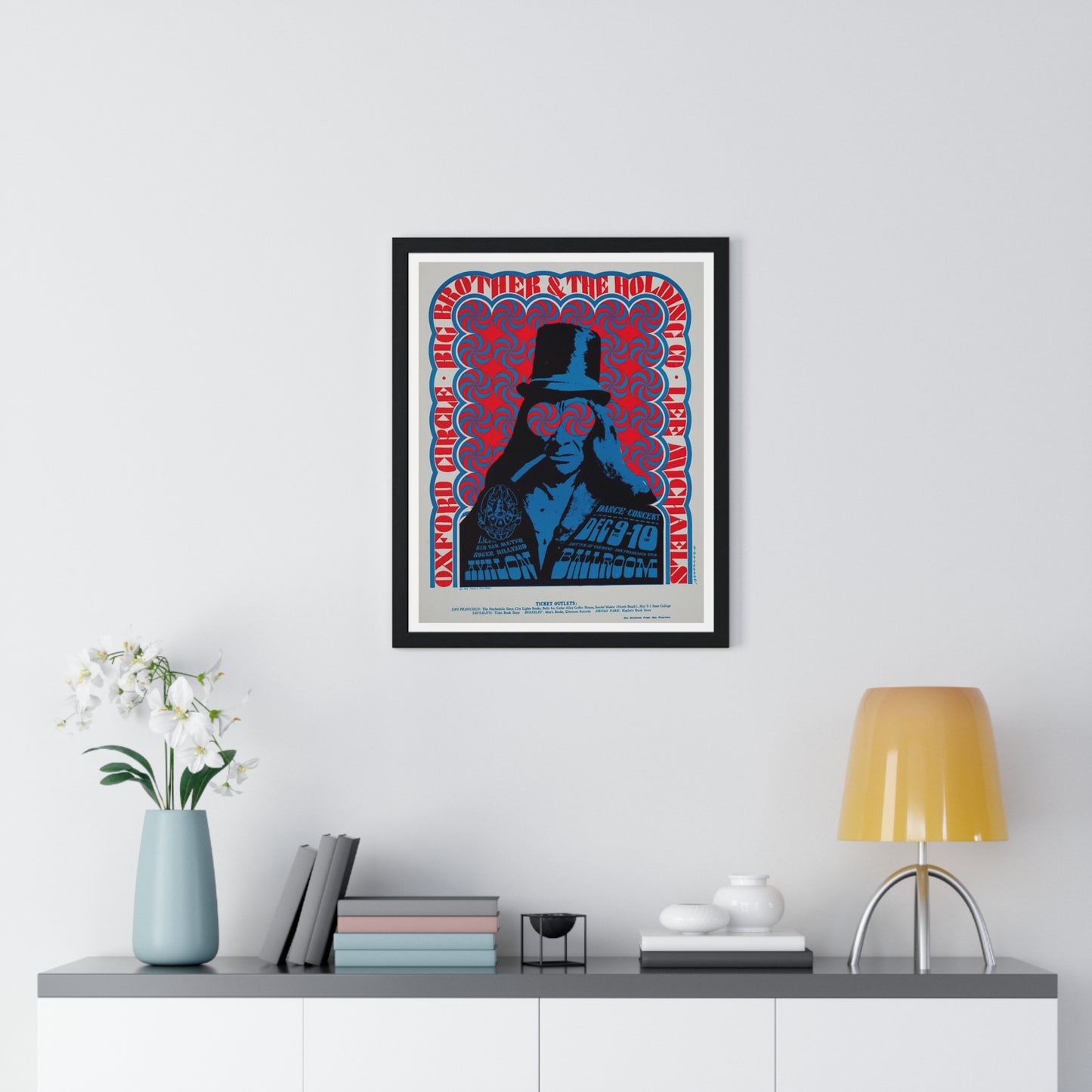 Big Brother and the Holding Company, 1970s Psychedelic Poster Art, from the Original, Framed Print