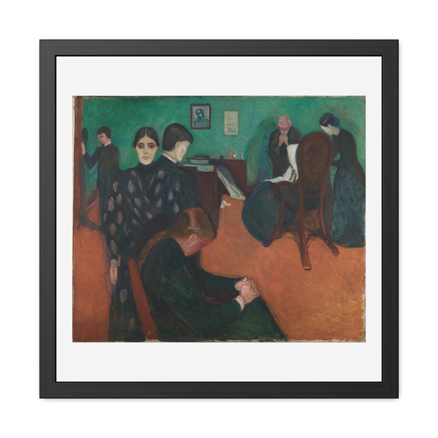 Death in the Sickroom (1893) by Edvard Munch Reproduction of the Famous Painting from the Original, Wooden Framed Print