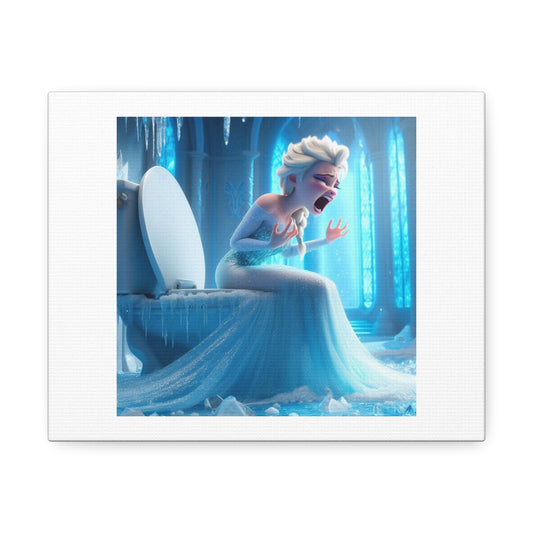 Disney Princess Can't Let It Go on the Toilet 'Designed by AI' Art Print on Canvas