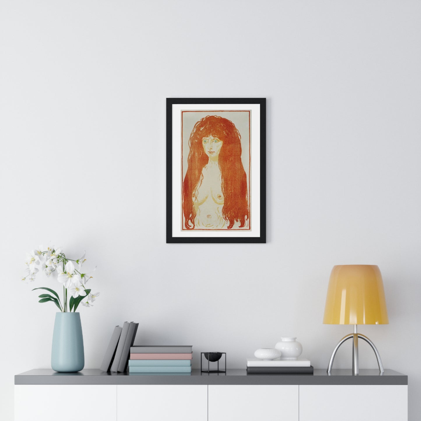 The Sin (Woman with Red Hair and Green Eyes) by Edvard Munch (1902) from the Original, Framed Art Print