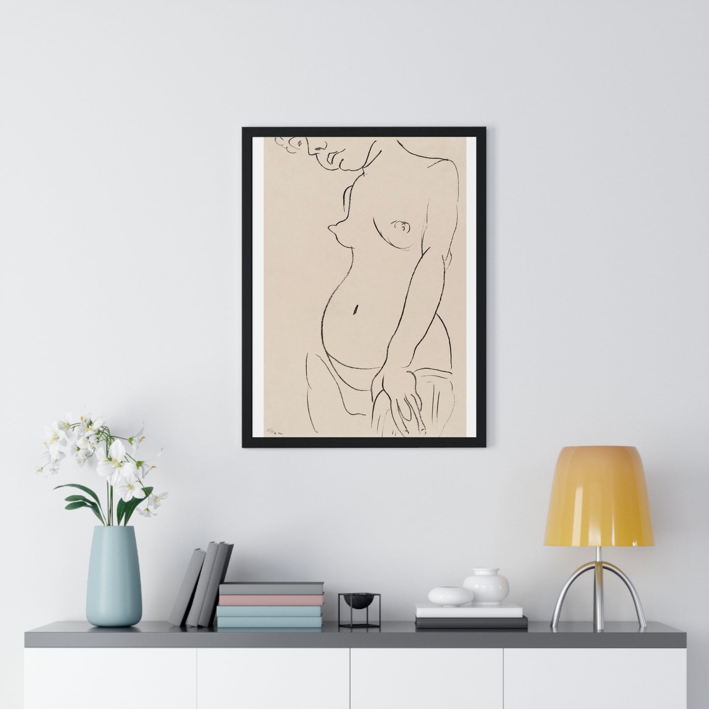 Nude Three Quarters, Part of Head Cropped (1913) by Henri Matisse from the Original, Framed Art Print