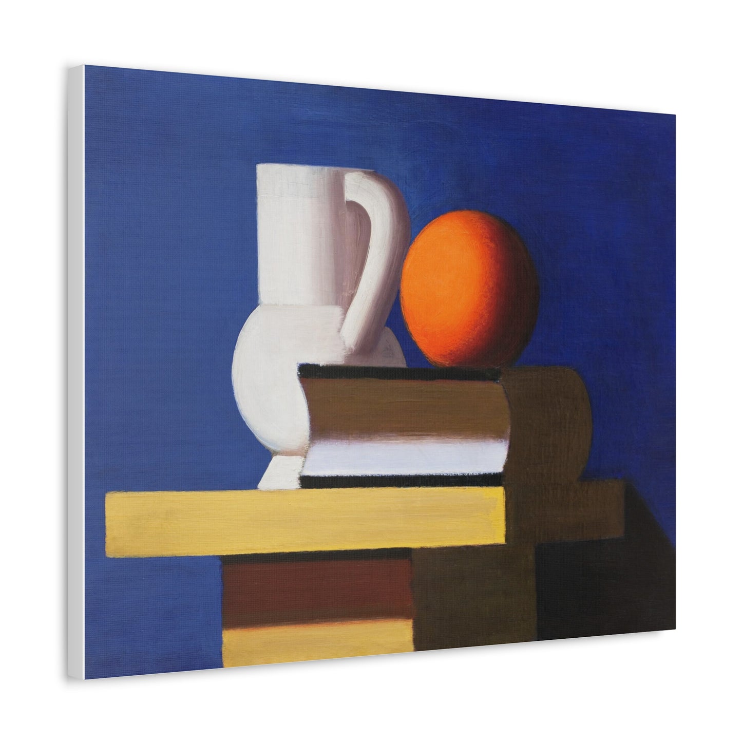 Arrangement with White Jug, Orange and Book (1932–1933) by Vilhelm Lundstrom Printed on Satin Canvas