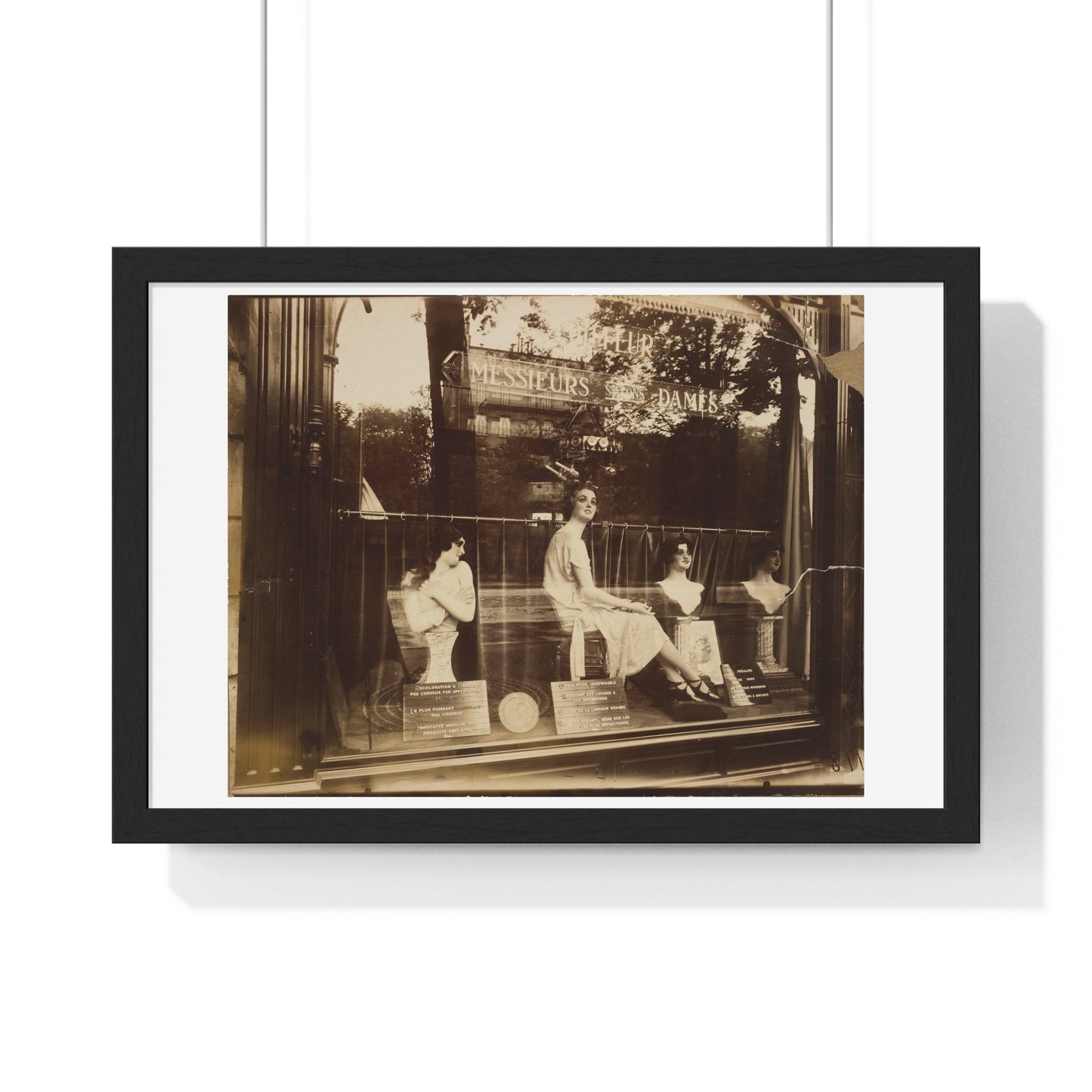 Salon de Coiffure 'Hairdresser's Shop' by Eugène Atget, from the Original, Framed Print