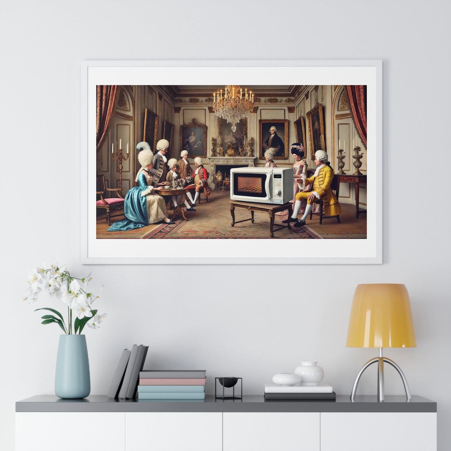 Aristocracy Regally Heating Their Own Tea, Abstract Art 'Designed by AI' Framed Print