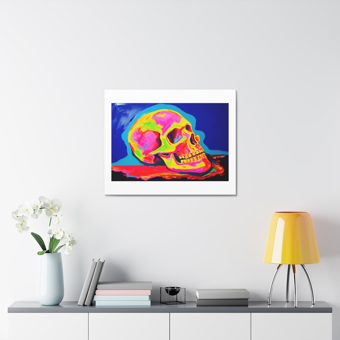 Skull Painting Remix, Art Print 'Designed by AI' on Satin Canvas