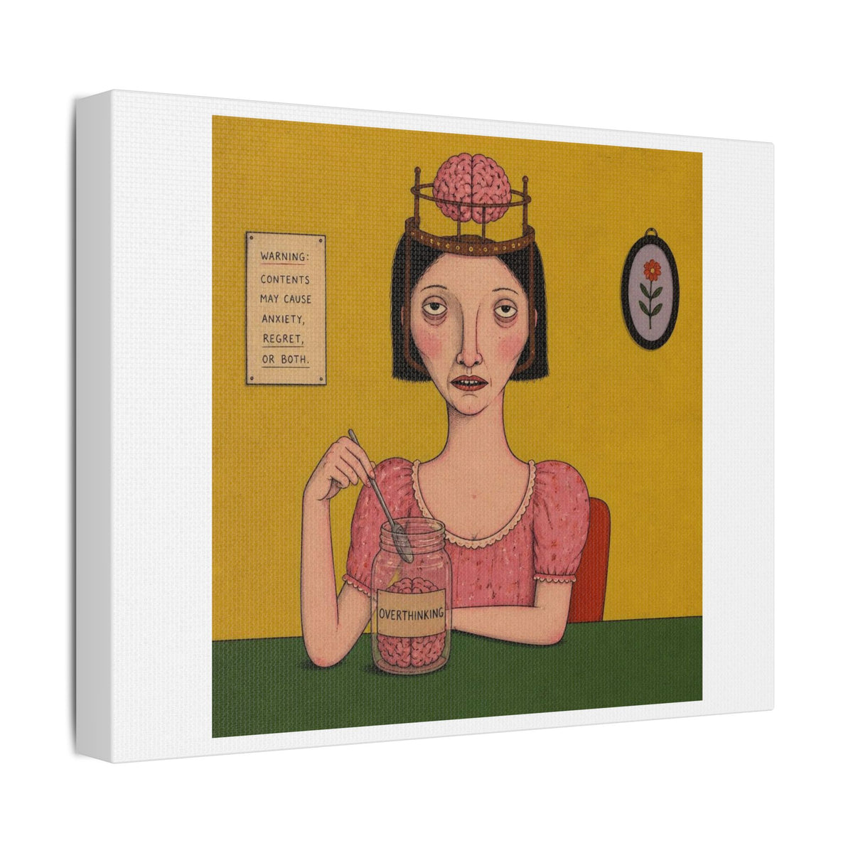 Over Thinking, Cartoon Art Print on Canvas