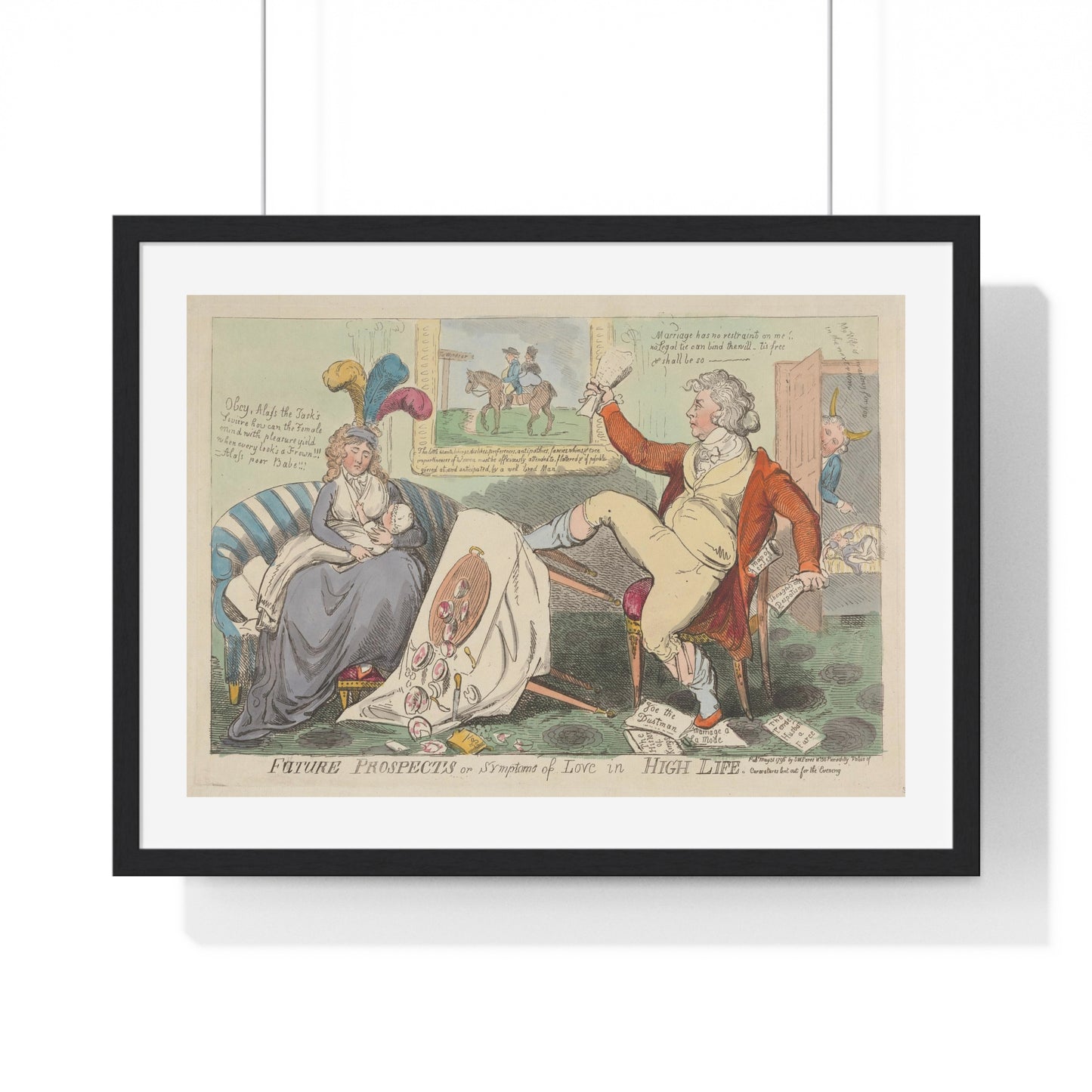 Symptoms of Love in High Life (1796) by Isaac Cruikshank, from the Original, Framed Art Print