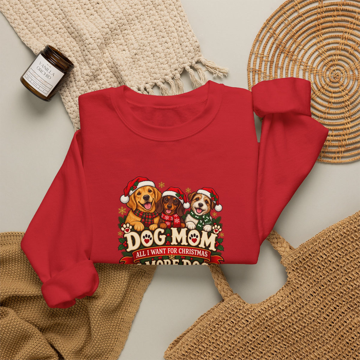 Dog Mom Christmas Sweatshirt  “The More Dogs, the Merrier” Crewneck