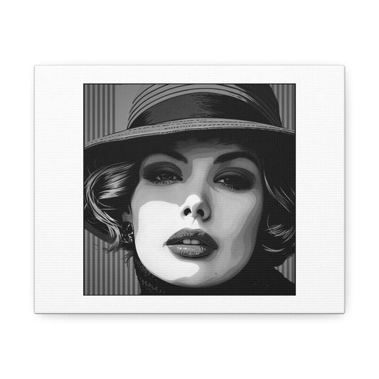 1930s Woman Portrait, Art Print 'Designed by AI' on Satin Canvas