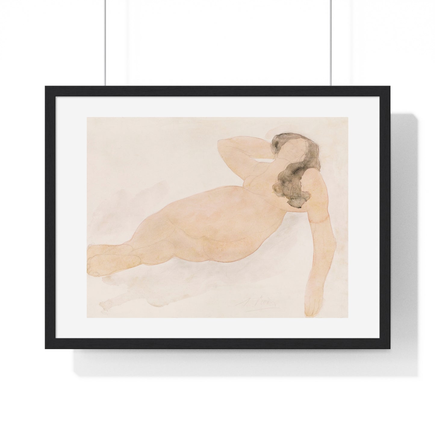 Study of a Nude (Lying on Side) by Auguste Rodin, from the Original, Framed Print