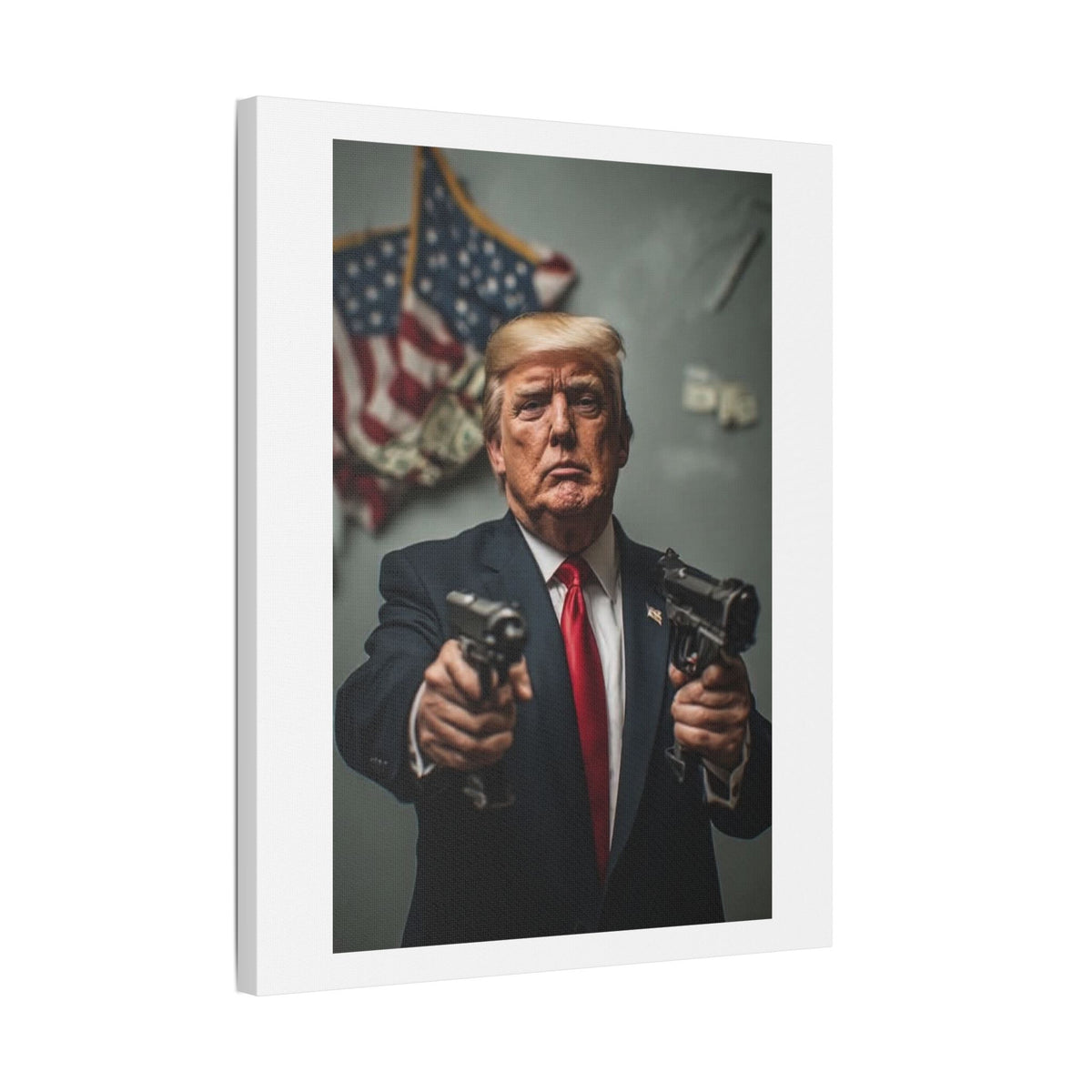 Gangster Donald Trump, Surrealist Art Print on Satin Canvas, Stretched