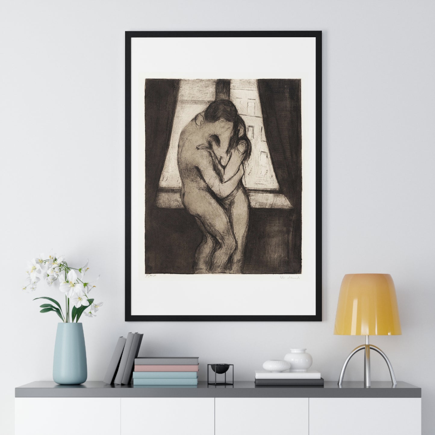 The Kiss (1895) by Edvard Munch, from the Original, Framed Art Print