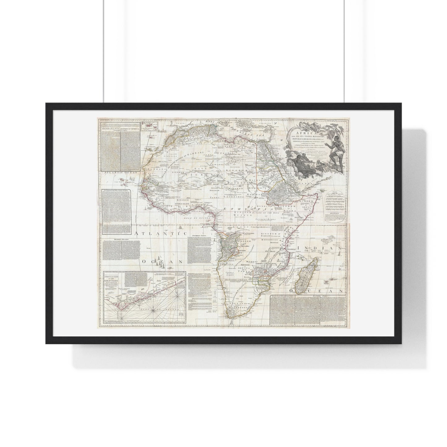 Historically Significant Map of Africa (1794) by Samuel Boulton, from the Original, Framed Print