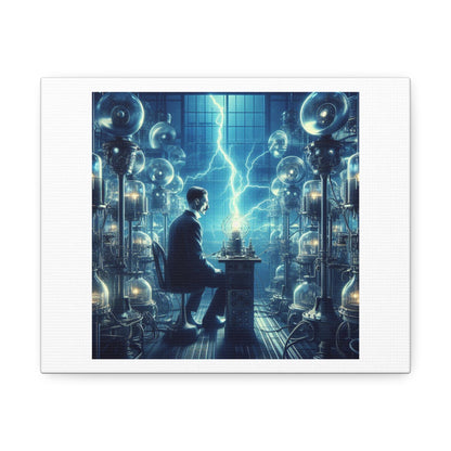 Nikola Tesla's Laboratory 'Designed by AI' Art Print on Canvas