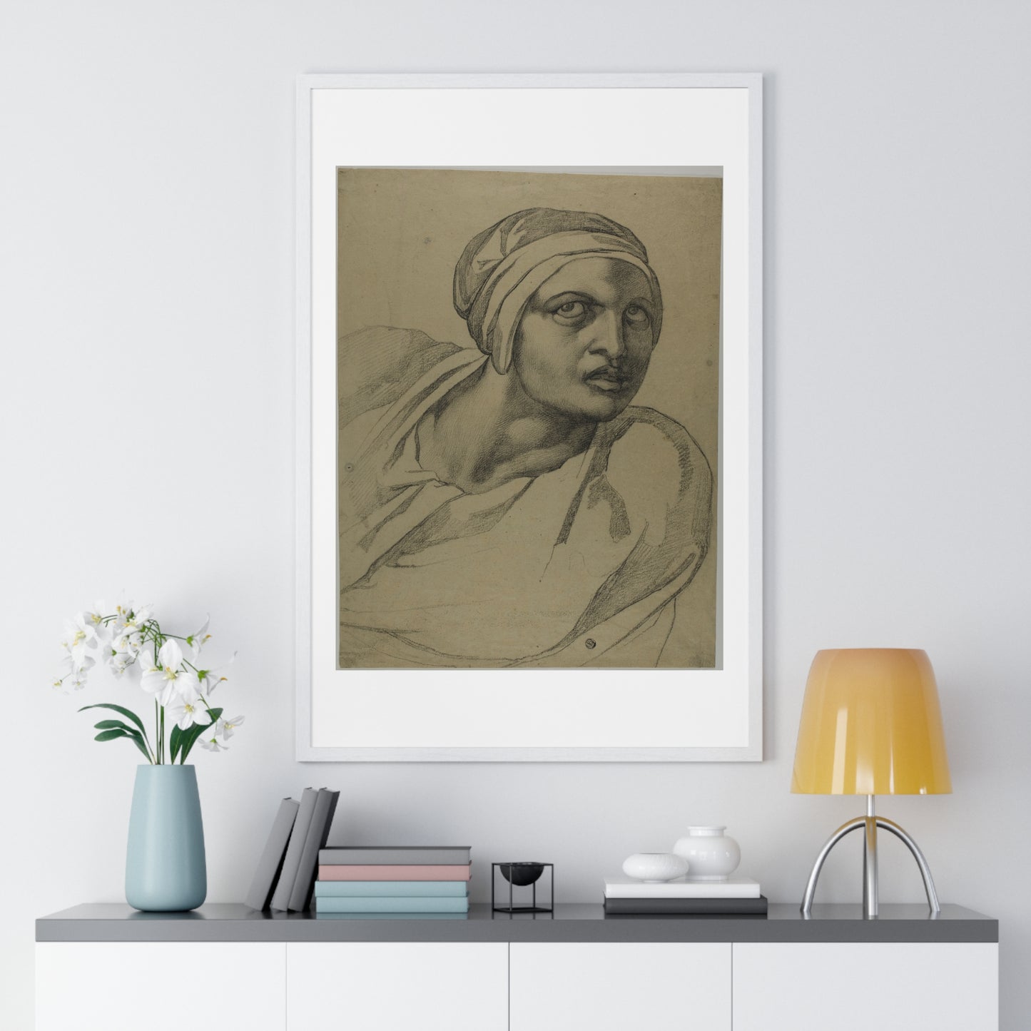 Half-Length Figure (1780–1799) by Michelangelo Buonarroti, from the Original, Framed Art Print